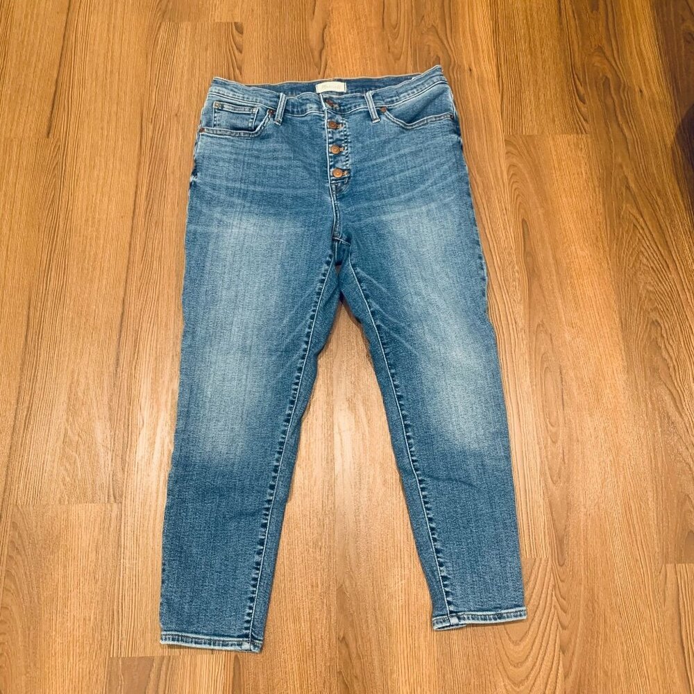 Womens Madewell 9" Midrise Skinny Crop Jeans 5 Button Closure Size 32